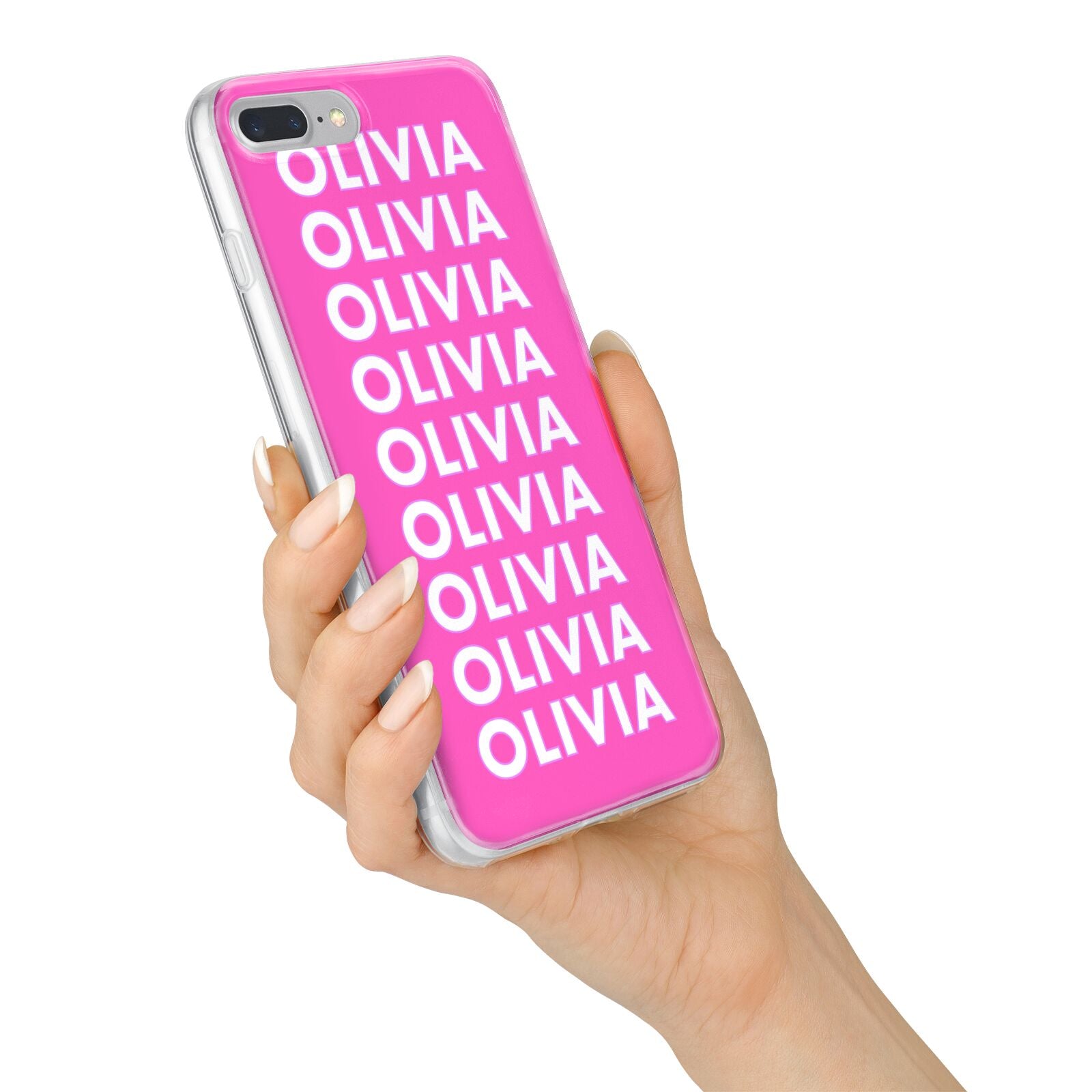 Personalised Pink Names iPhone 7 Plus Bumper Case on Silver iPhone Alternative Image