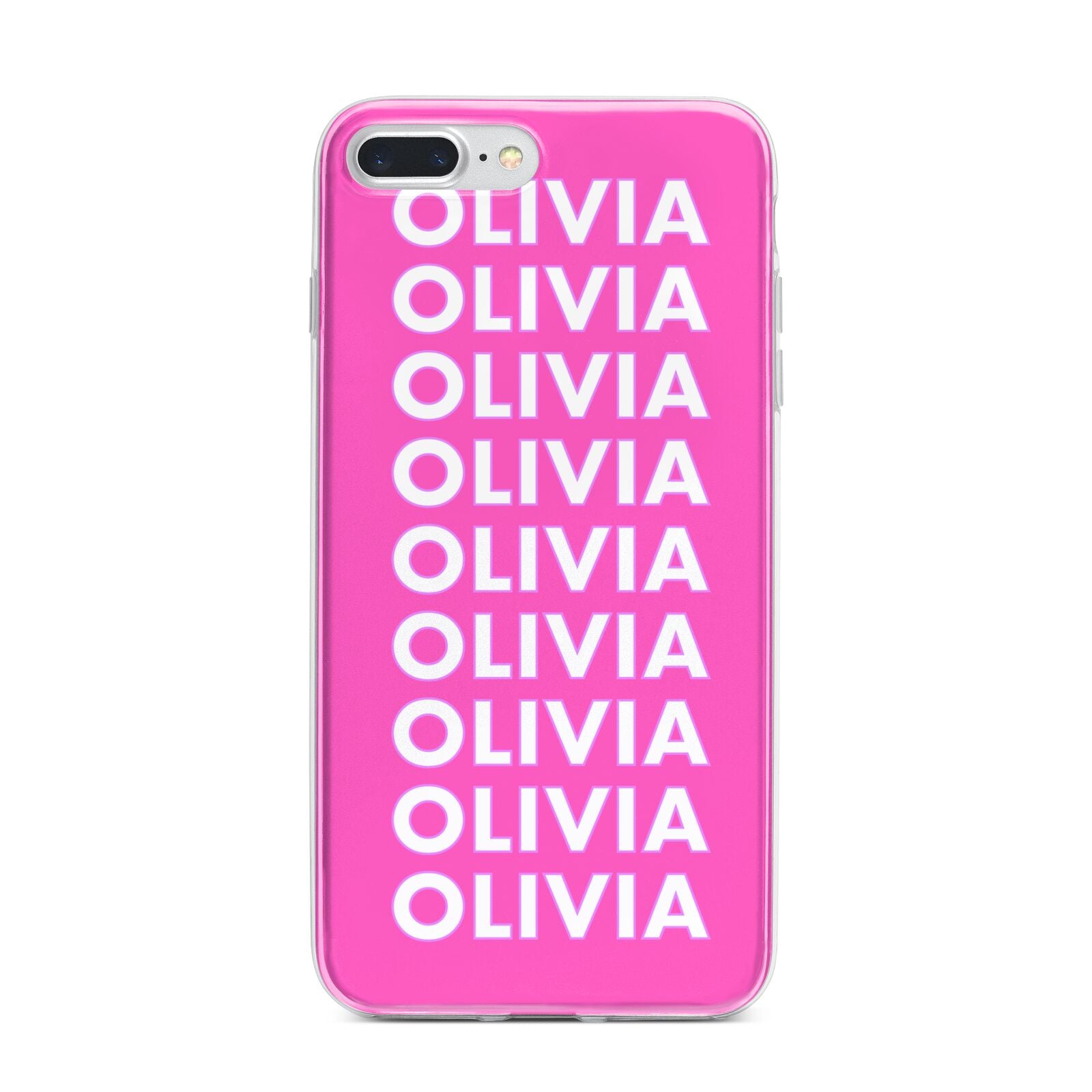 Personalised Pink Names iPhone 7 Plus Bumper Case on Silver iPhone