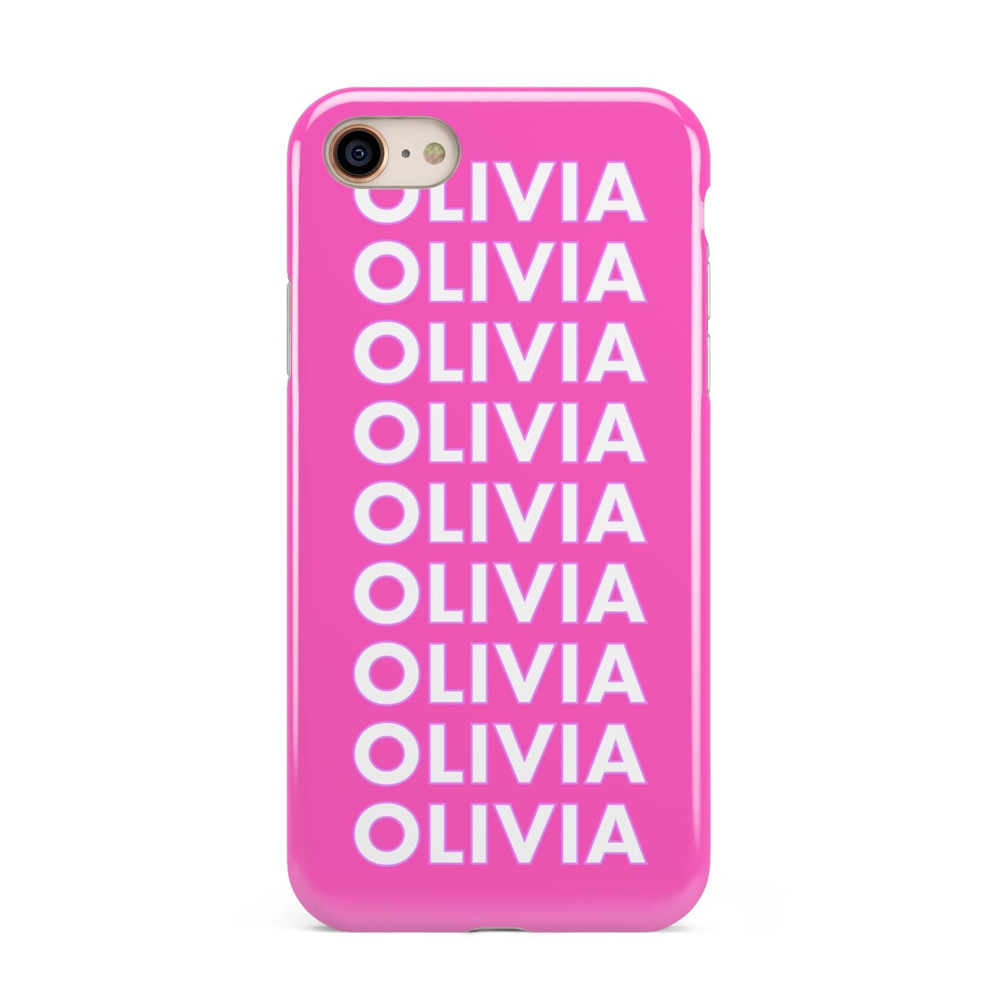 Personalised Pink Names iPhone 8 3D Tough Case on Gold Phone