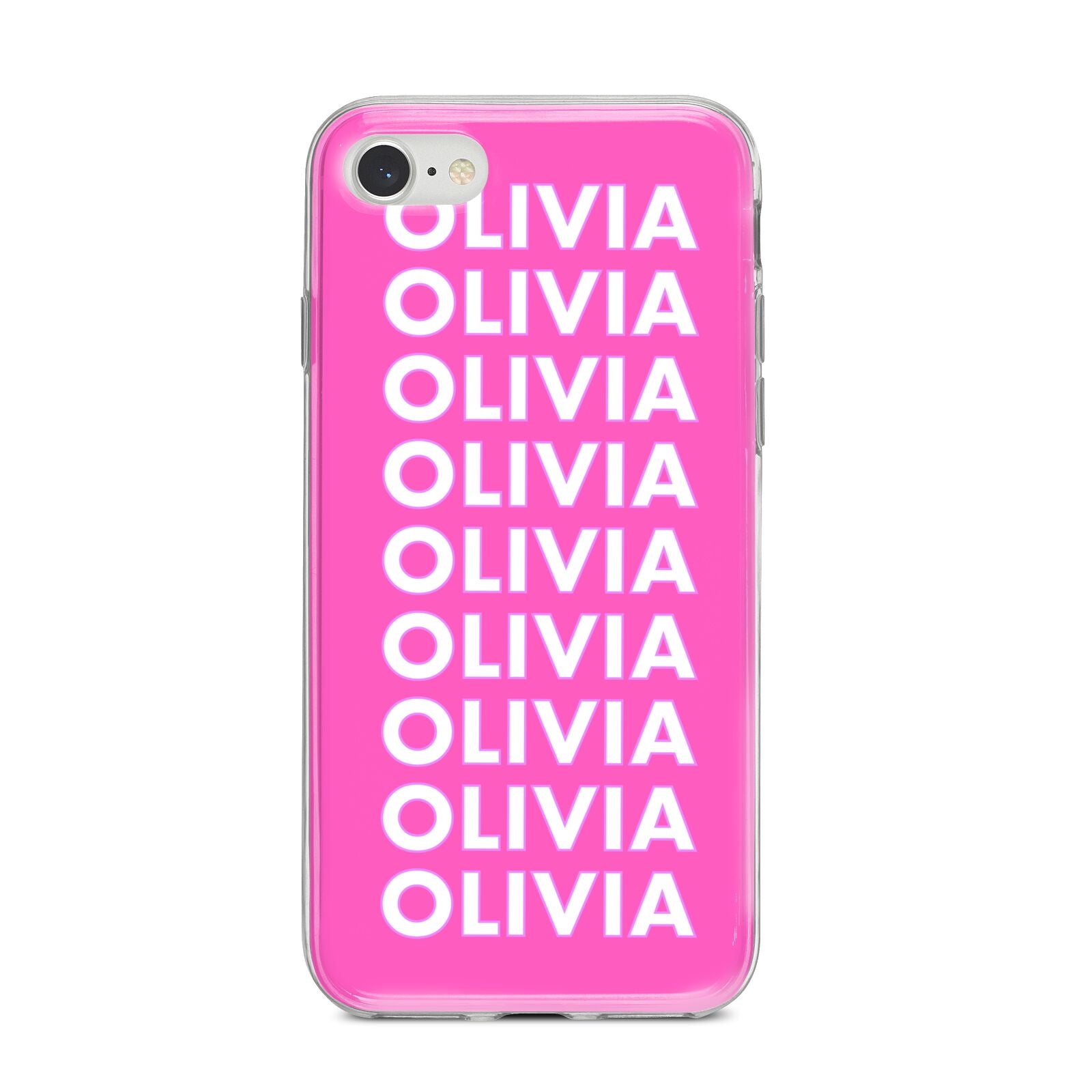 Personalised Pink Names iPhone 8 Bumper Case on Silver iPhone