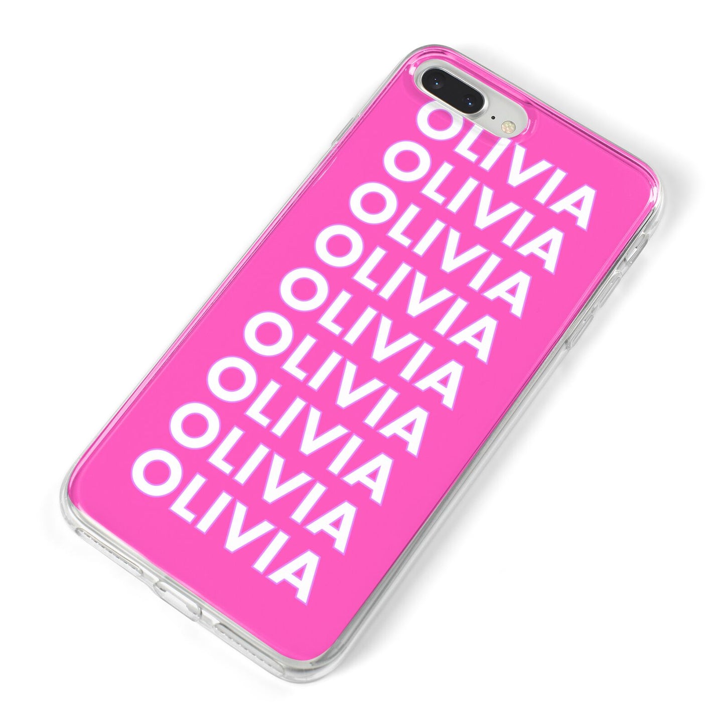 Personalised Pink Names iPhone 8 Plus Bumper Case on Silver iPhone Alternative Image