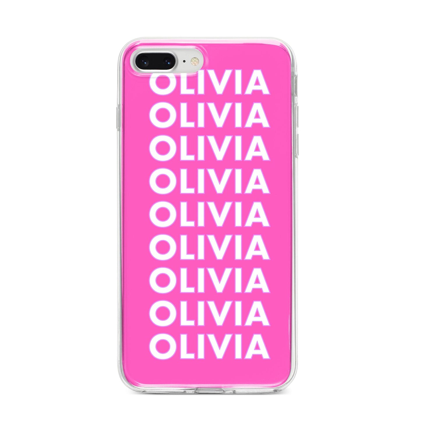 Personalised Pink Names iPhone 8 Plus Bumper Case on Silver iPhone