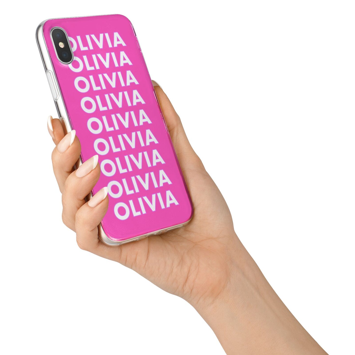 Personalised Pink Names iPhone X Bumper Case on Silver iPhone Alternative Image 2