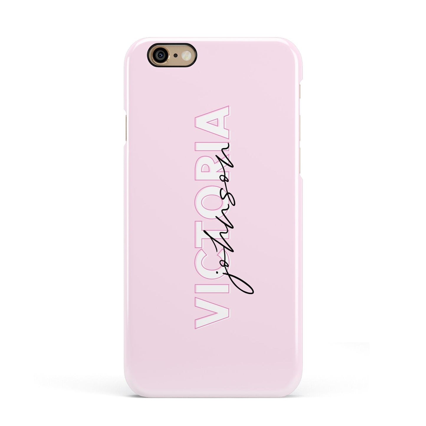 Personalised Pink Outline Name Apple iPhone 6 3D Snap Case