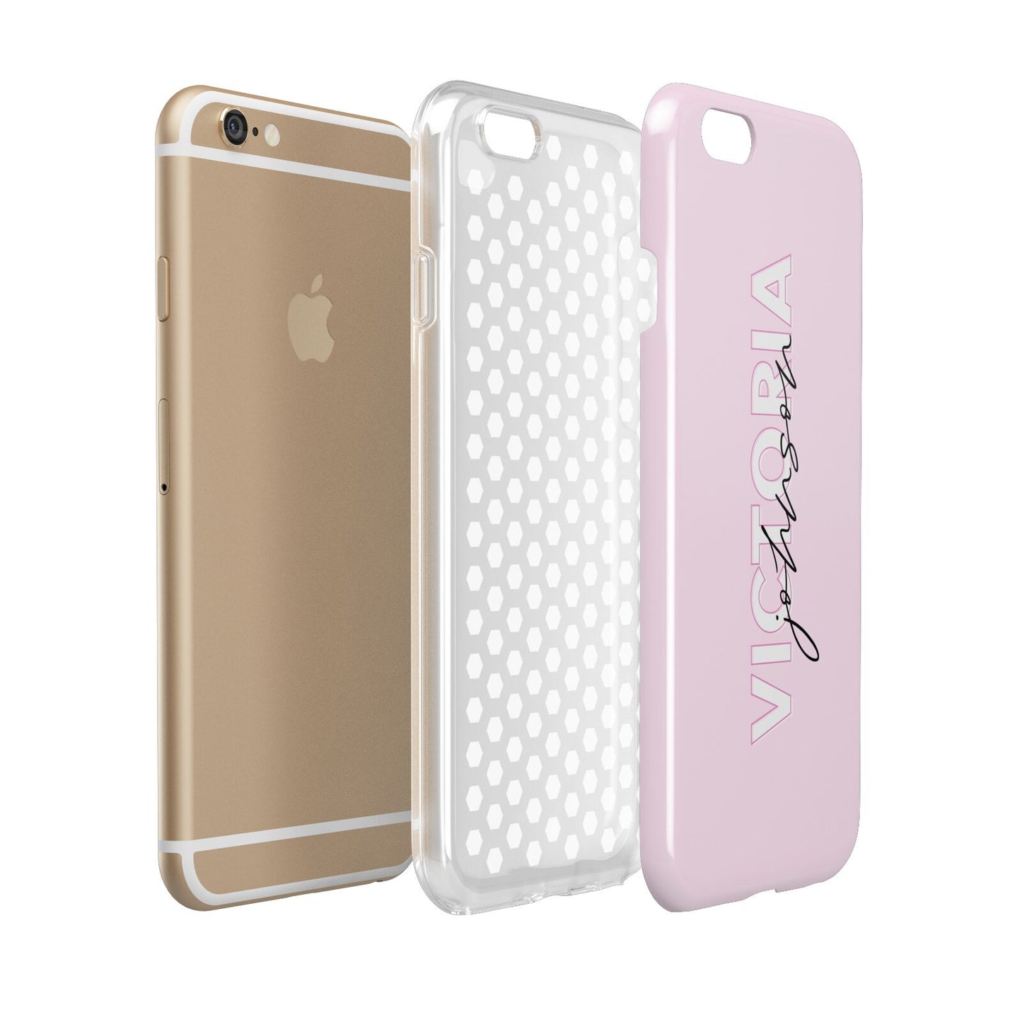 Personalised Pink Outline Name Apple iPhone 6 3D Tough Case Expanded view