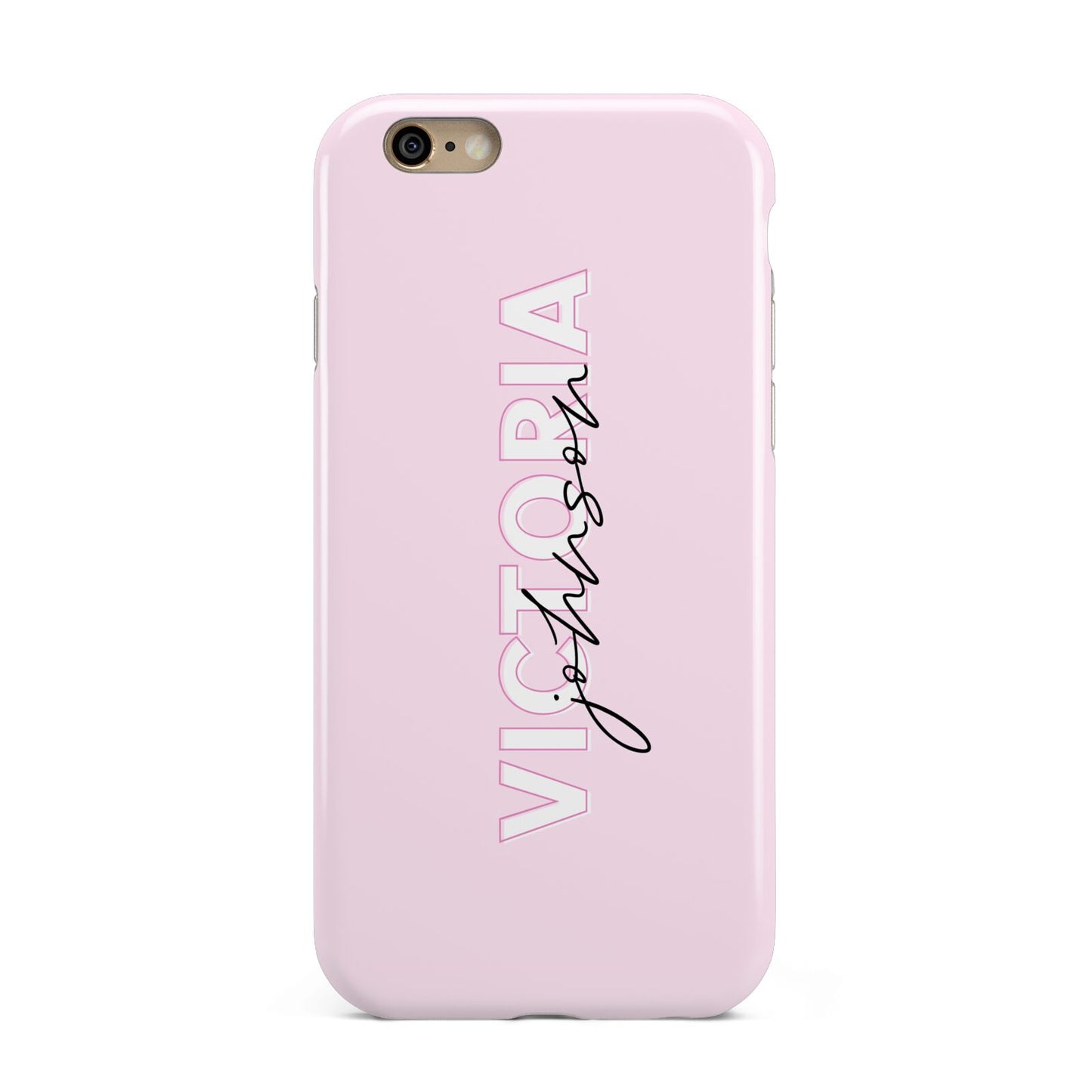 Personalised Pink Outline Name Apple iPhone 6 3D Tough Case