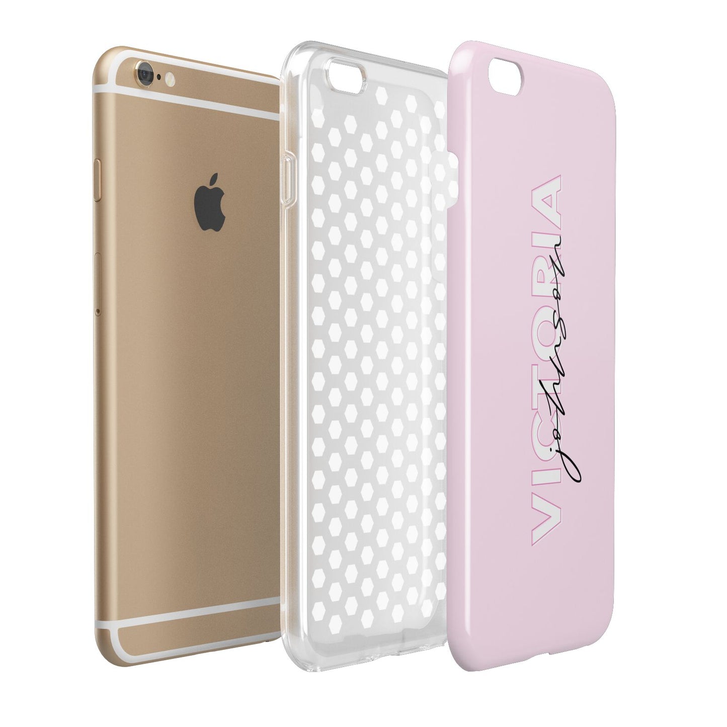 Personalised Pink Outline Name Apple iPhone 6 Plus 3D Tough Case Expand Detail Image