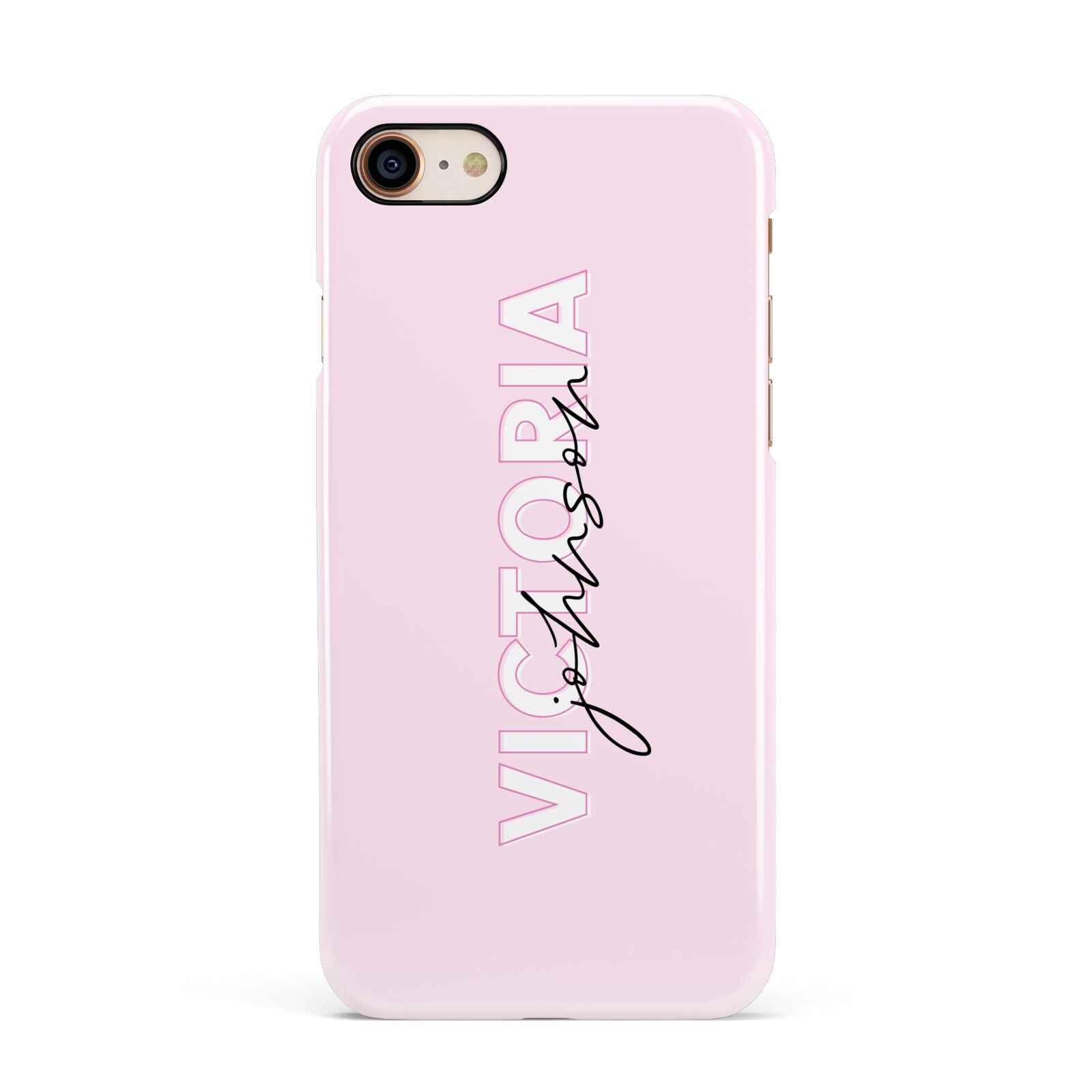 Personalised Pink Outline Name Apple iPhone 7 8 3D Snap Case