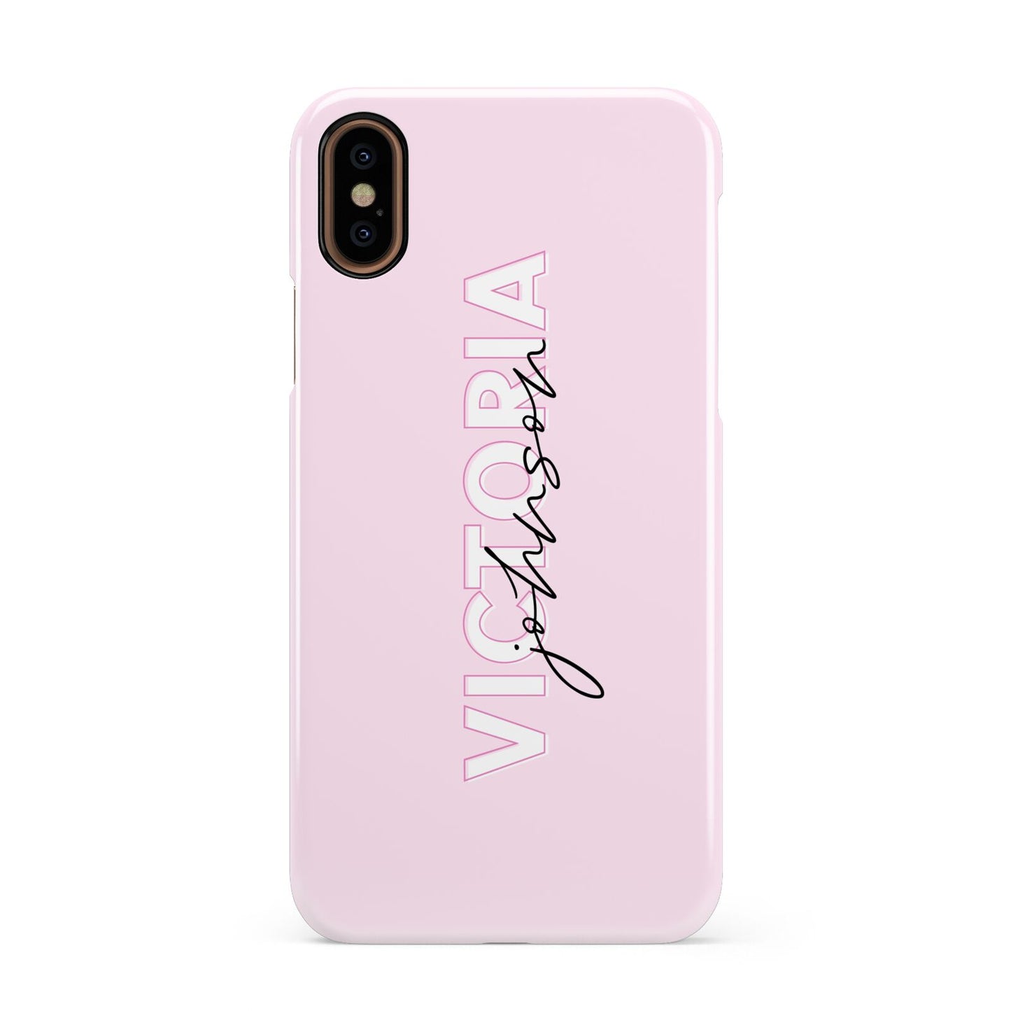 Personalised Pink Outline Name Apple iPhone XS 3D Snap Case