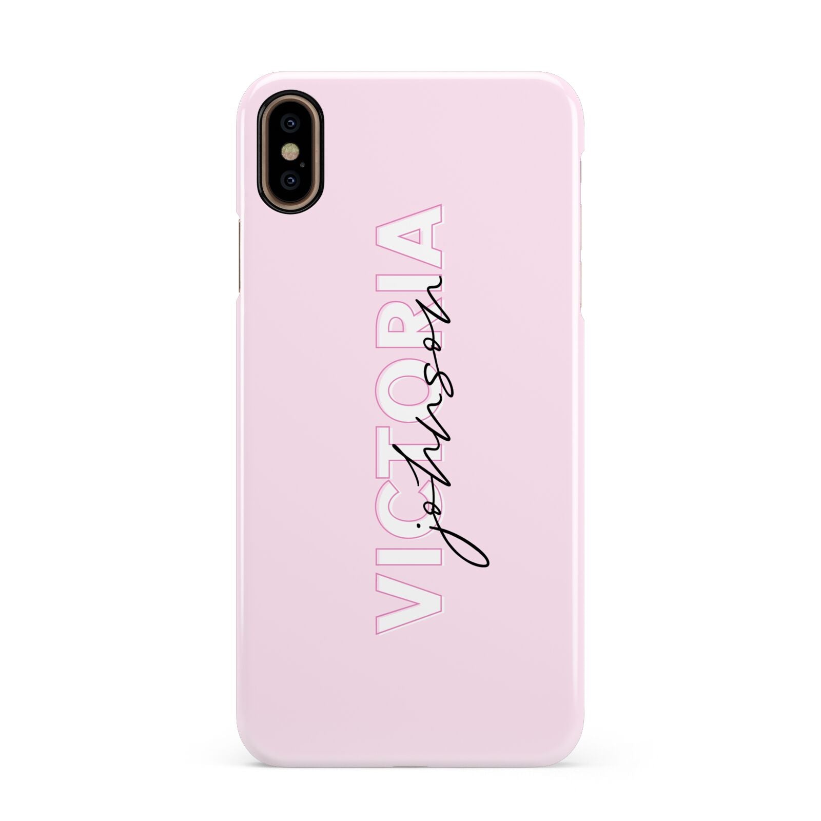 Personalised Pink Outline Name Apple iPhone Xs Max 3D Snap Case