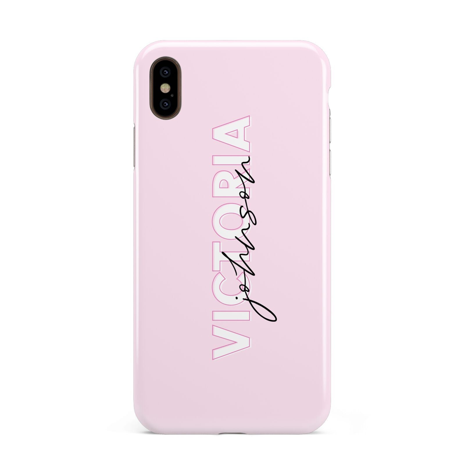 Personalised Pink Outline Name Apple iPhone Xs Max 3D Tough Case