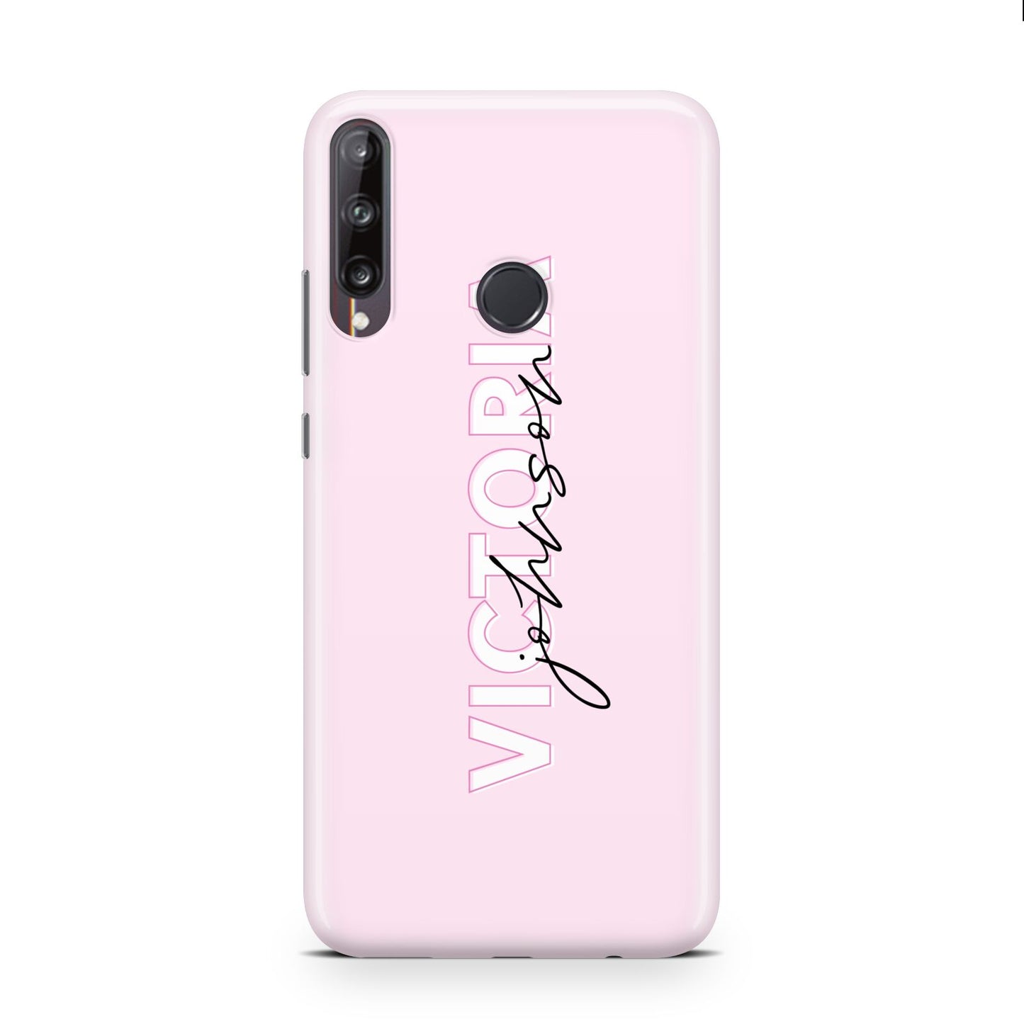 Personalised Pink Outline Name Huawei P40 Lite E Phone Case