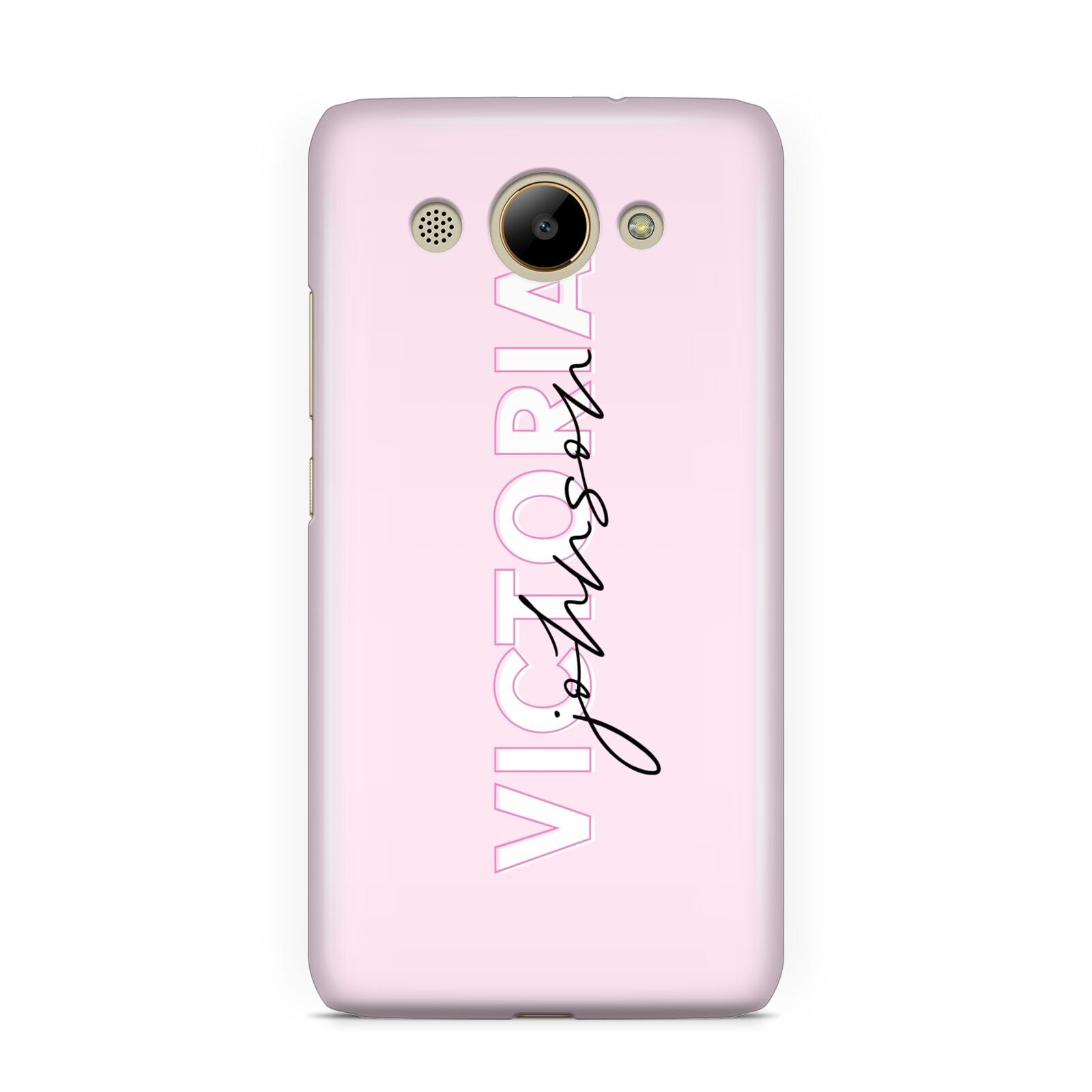 Personalised Pink Outline Name Huawei Y3 2017