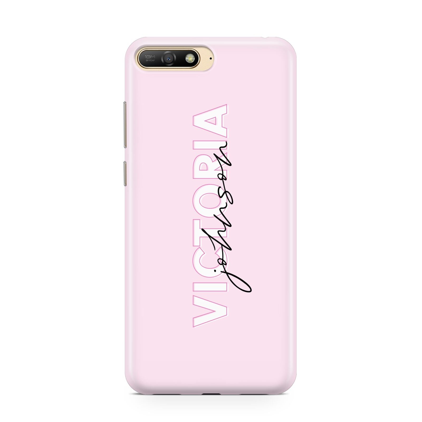 Personalised Pink Outline Name Huawei Y6 2018