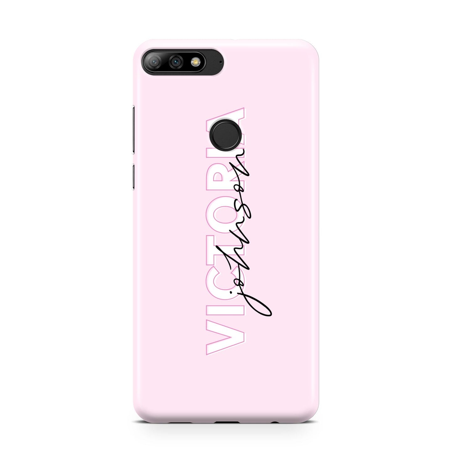 Personalised Pink Outline Name Huawei Y7 2018