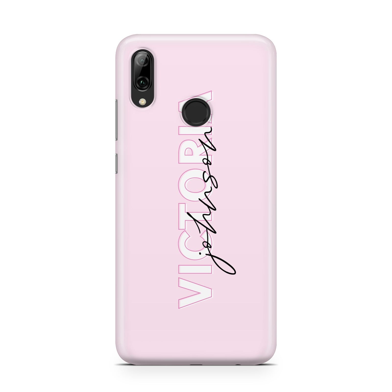 Personalised Pink Outline Name Huawei Y7 2019