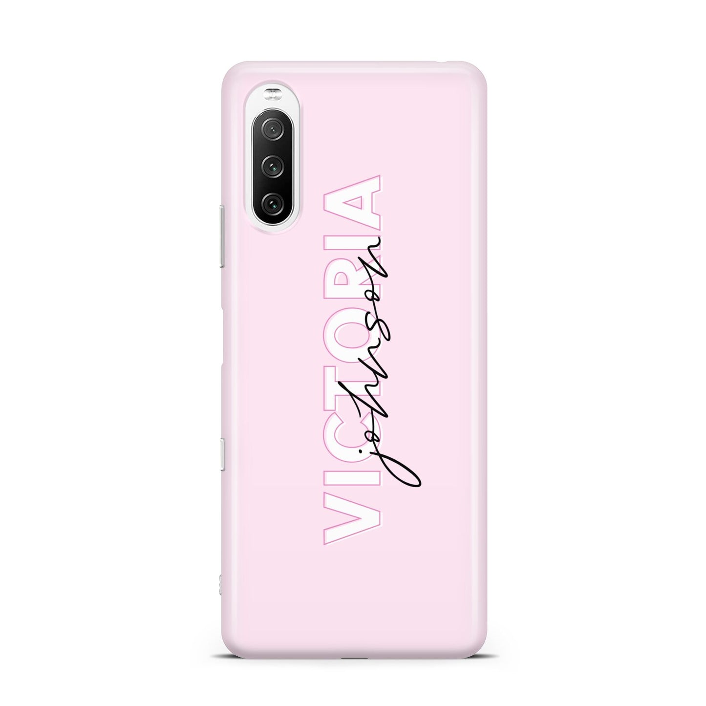 Personalised Pink Outline Name Sony Xperia 10 III Case