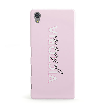 Personalised Pink Outline Name Sony Xperia Case