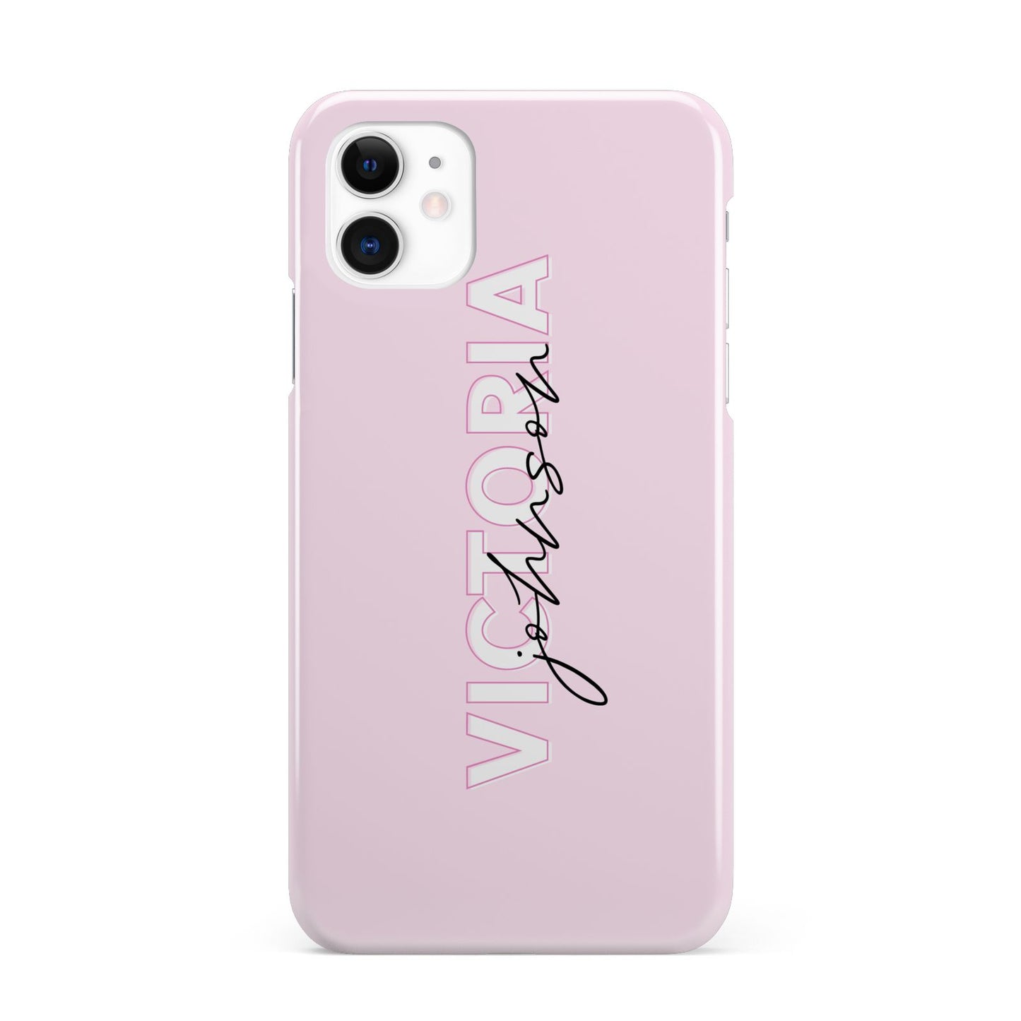 Personalised Pink Outline Name iPhone 11 3D Snap Case