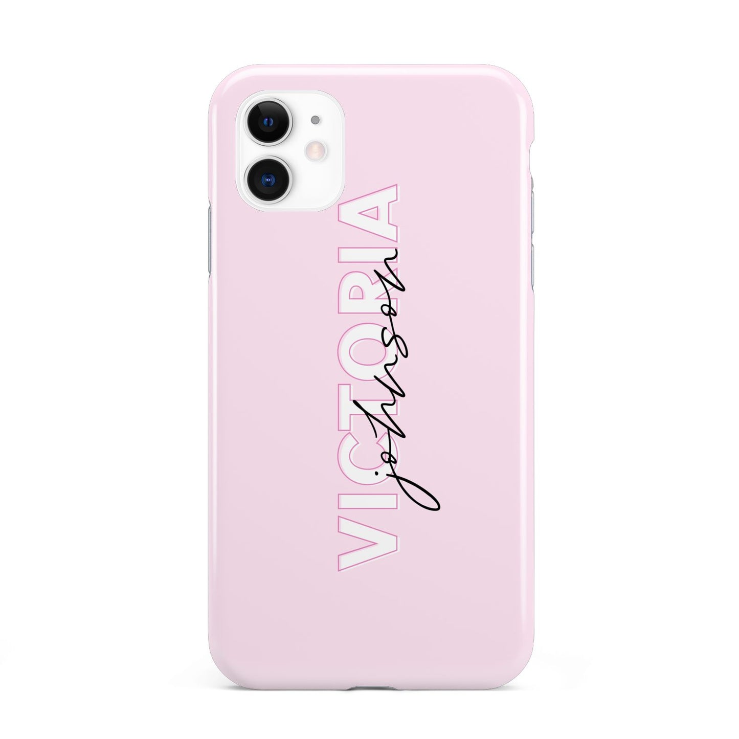 Personalised Pink Outline Name iPhone 11 3D Tough Case