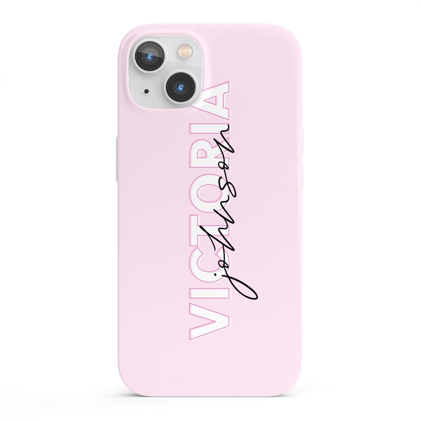 Personalised Pink Outline Name iPhone 13 Full Wrap 3D Snap Case