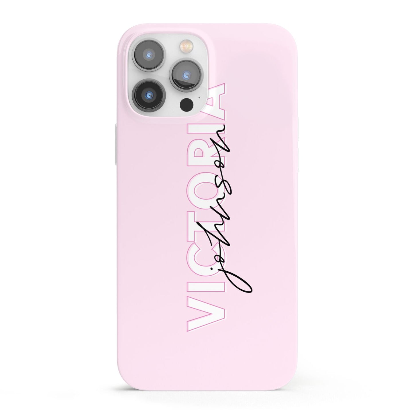 Personalised Pink Outline Name iPhone 13 Pro Max Full Wrap 3D Snap Case