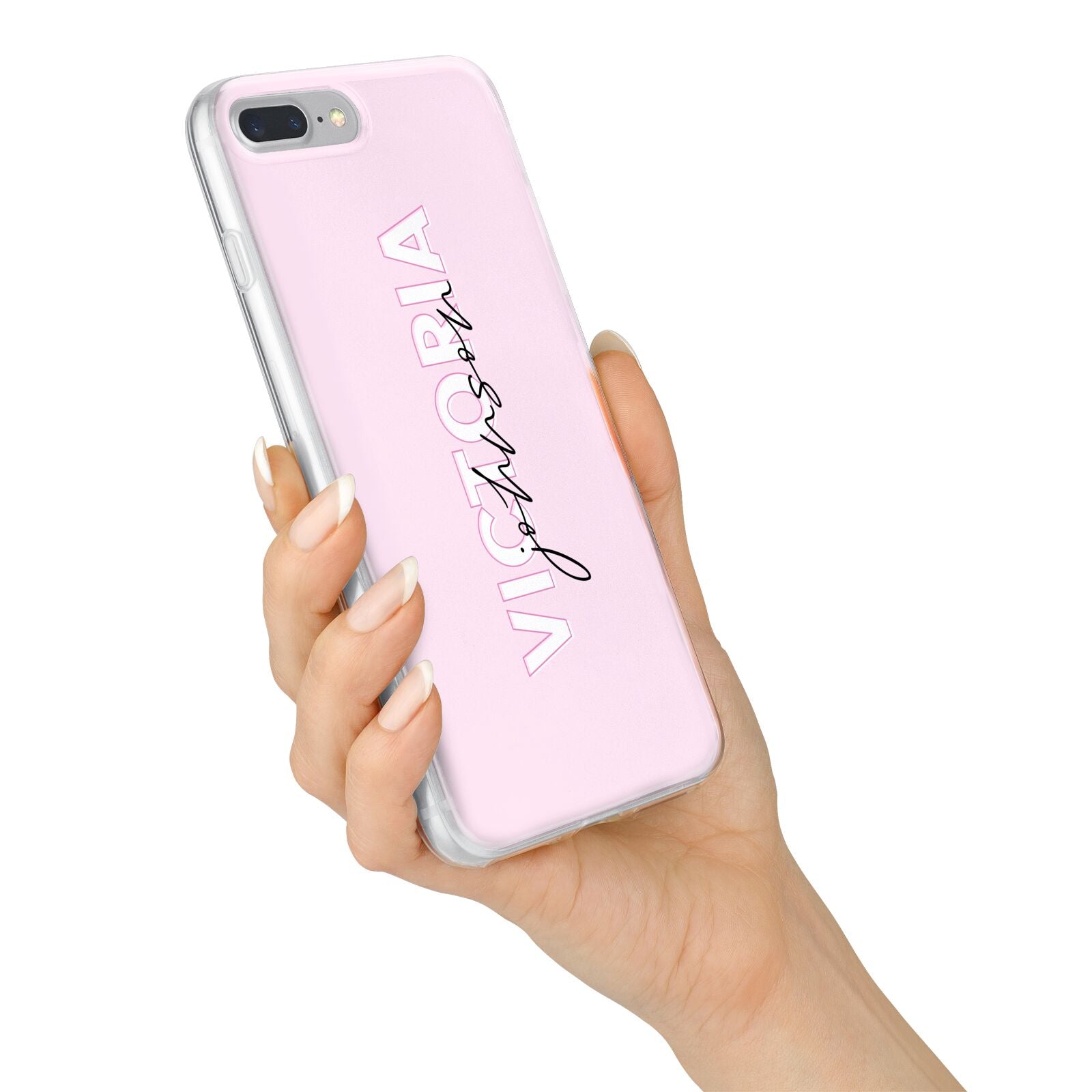 Personalised Pink Outline Name iPhone 7 Plus Bumper Case on Silver iPhone Alternative Image