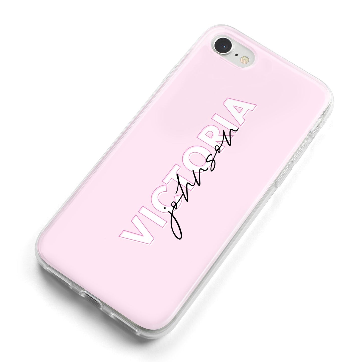 Personalised Pink Outline Name iPhone 8 Bumper Case on Silver iPhone Alternative Image