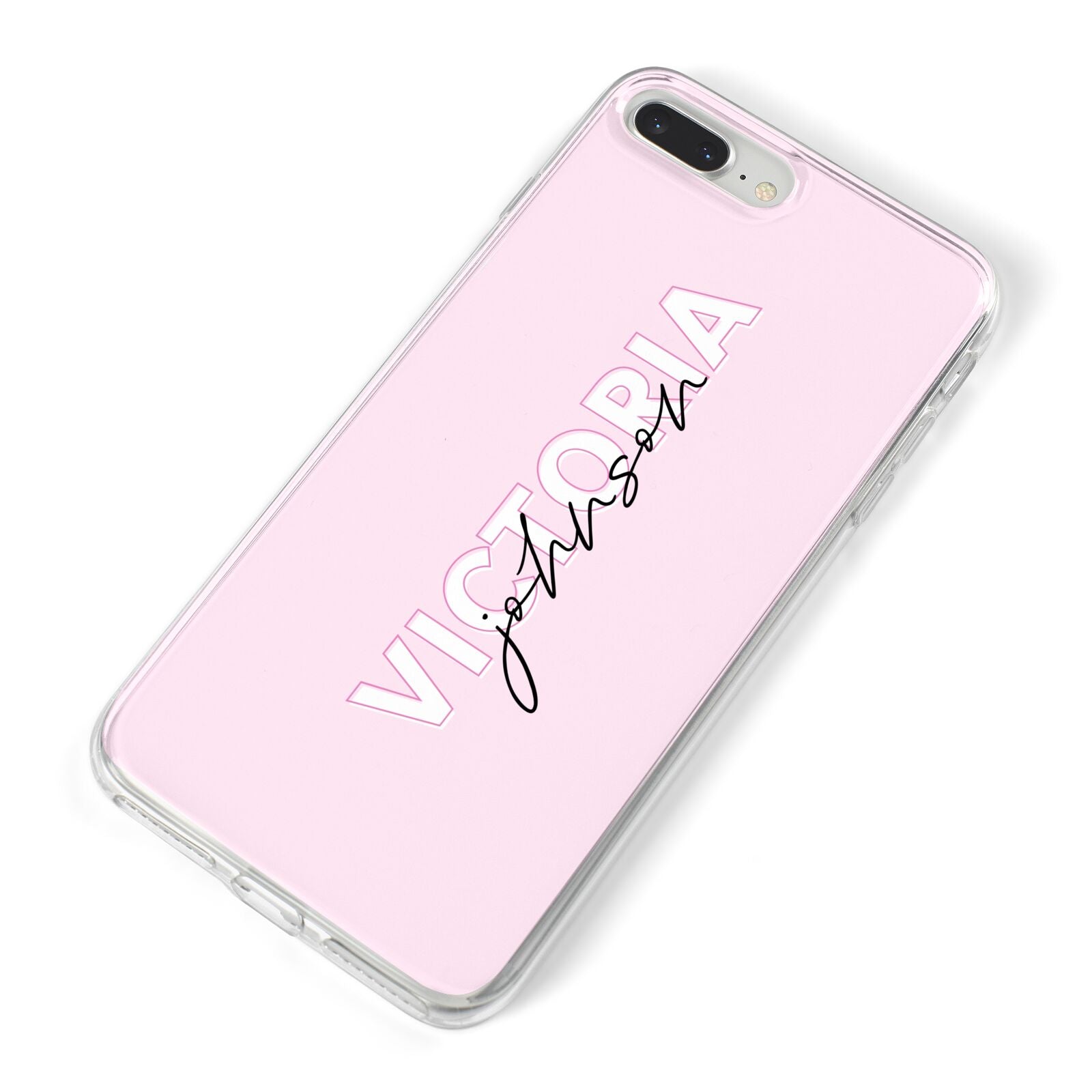 Personalised Pink Outline Name iPhone 8 Plus Bumper Case on Silver iPhone Alternative Image