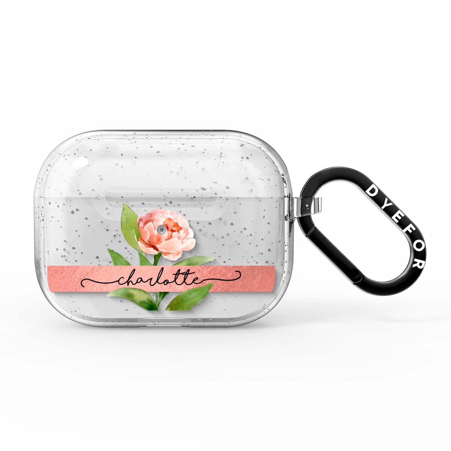 Personalised Pink Peony AirPods Pro Glitter Case