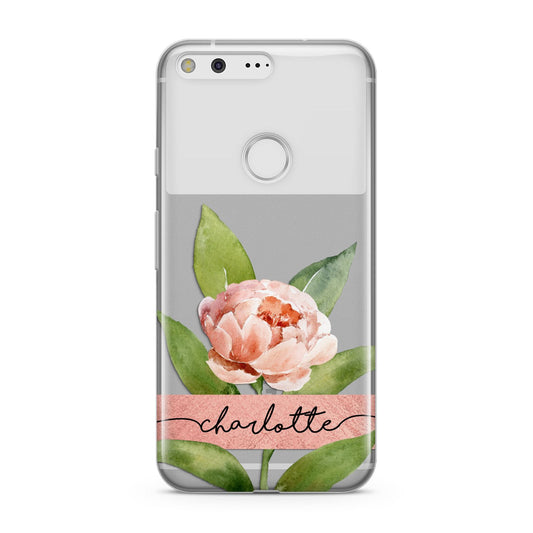 Personalised Pink Peony Google Pixel Case