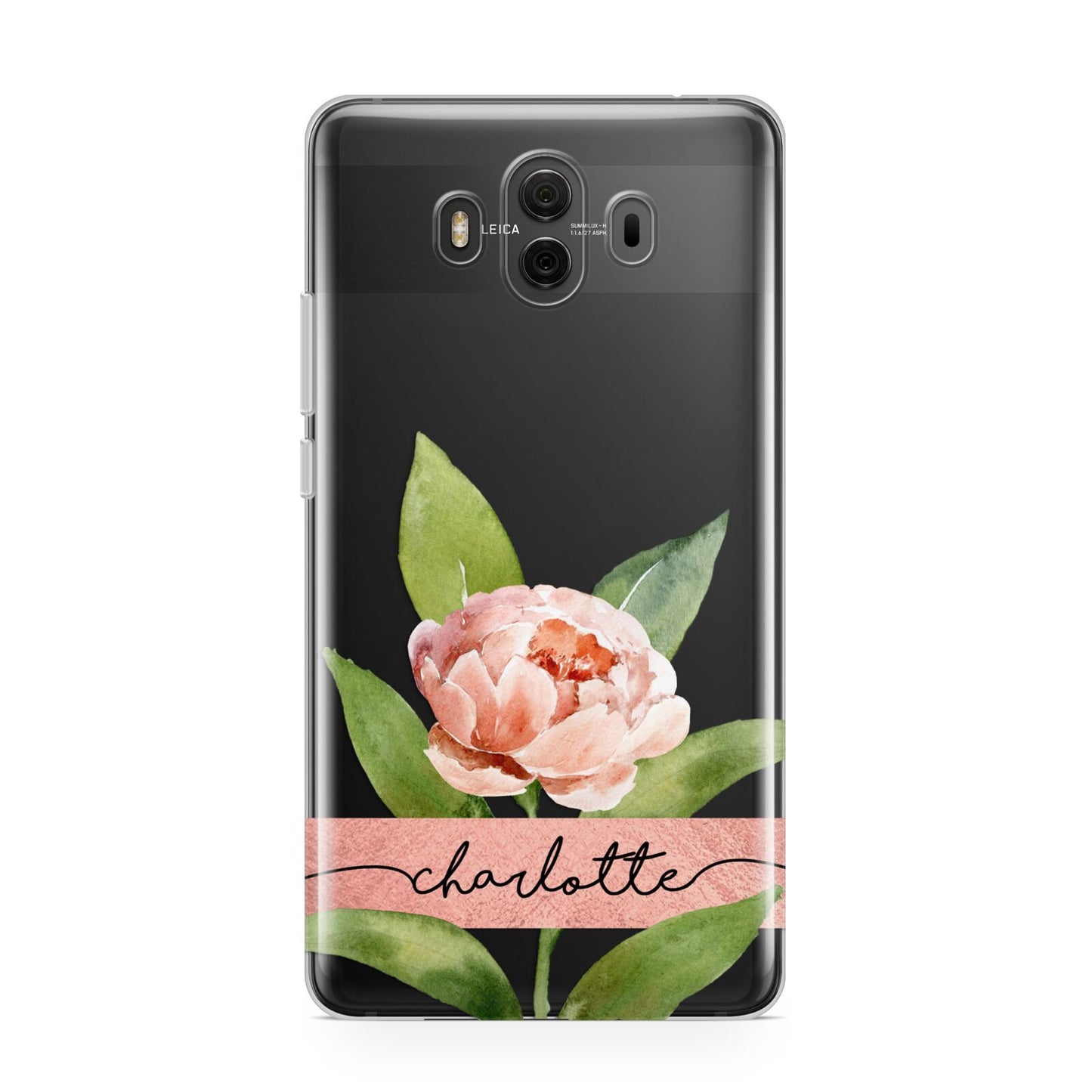 Personalised Pink Peony Huawei Mate 10 Protective Phone Case