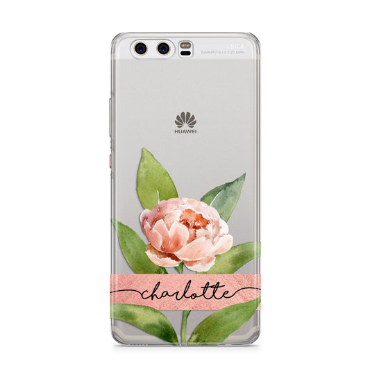 Personalised Pink Peony Huawei P10 Phone Case