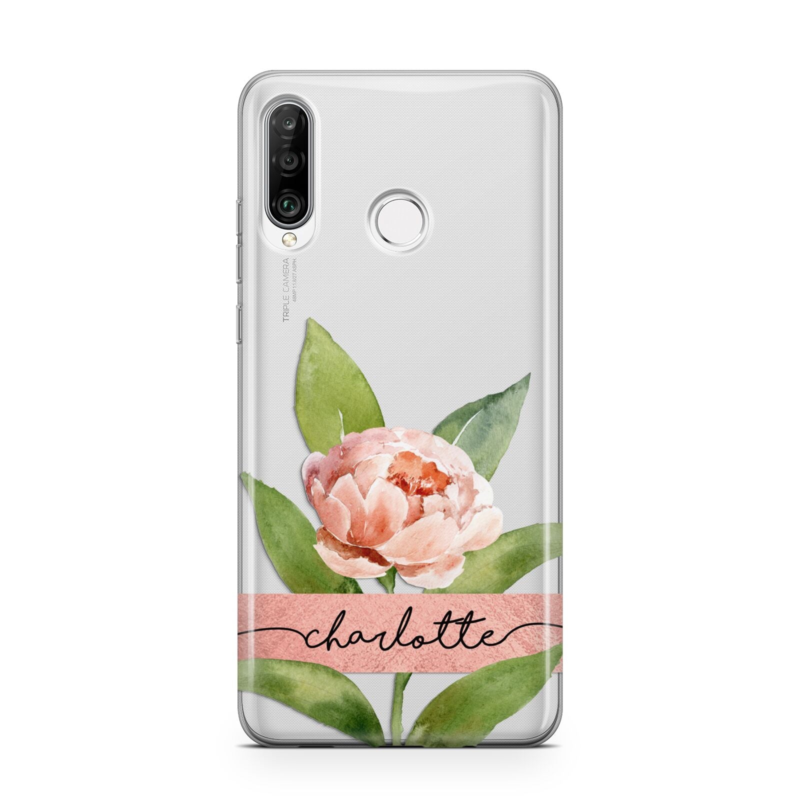 Personalised Pink Peony Huawei P30 Lite Phone Case