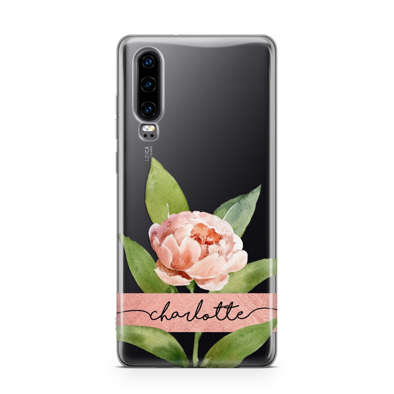 Personalised Pink Peony Huawei P30 Phone Case