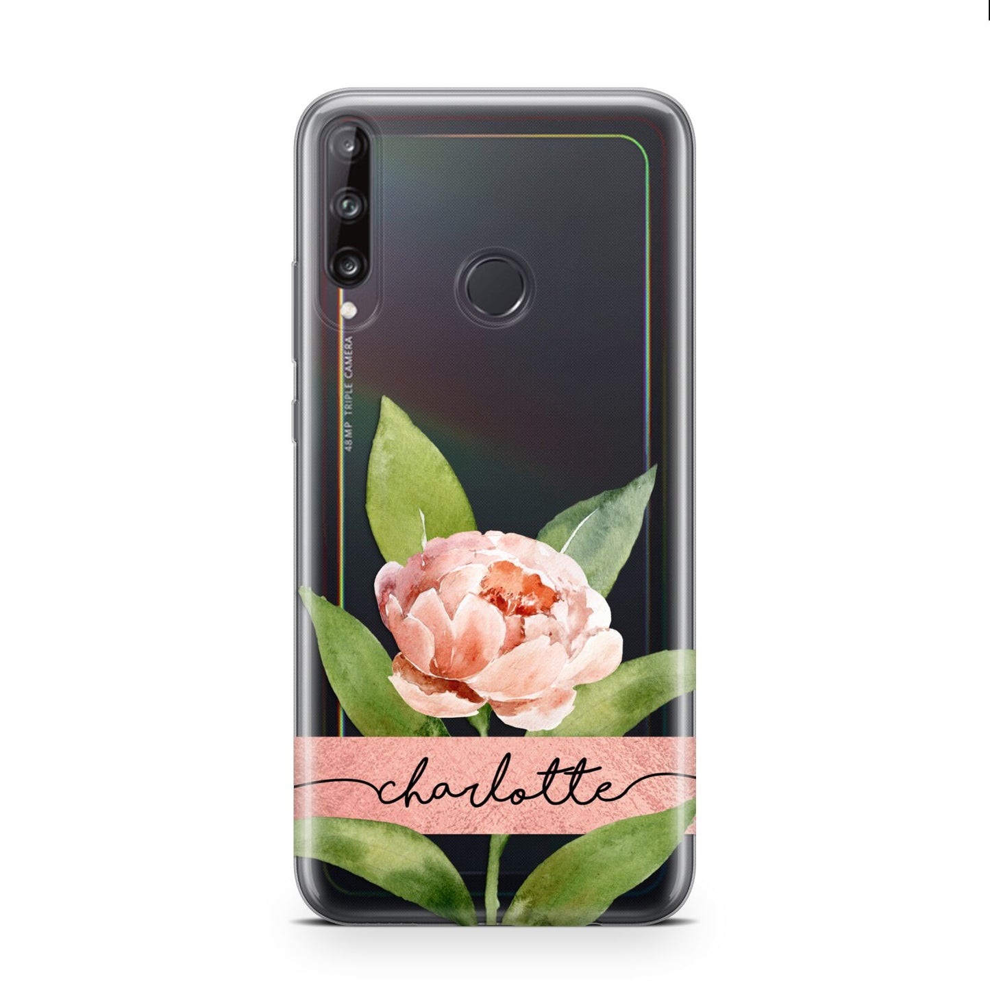 Personalised Pink Peony Huawei P40 Lite E Phone Case