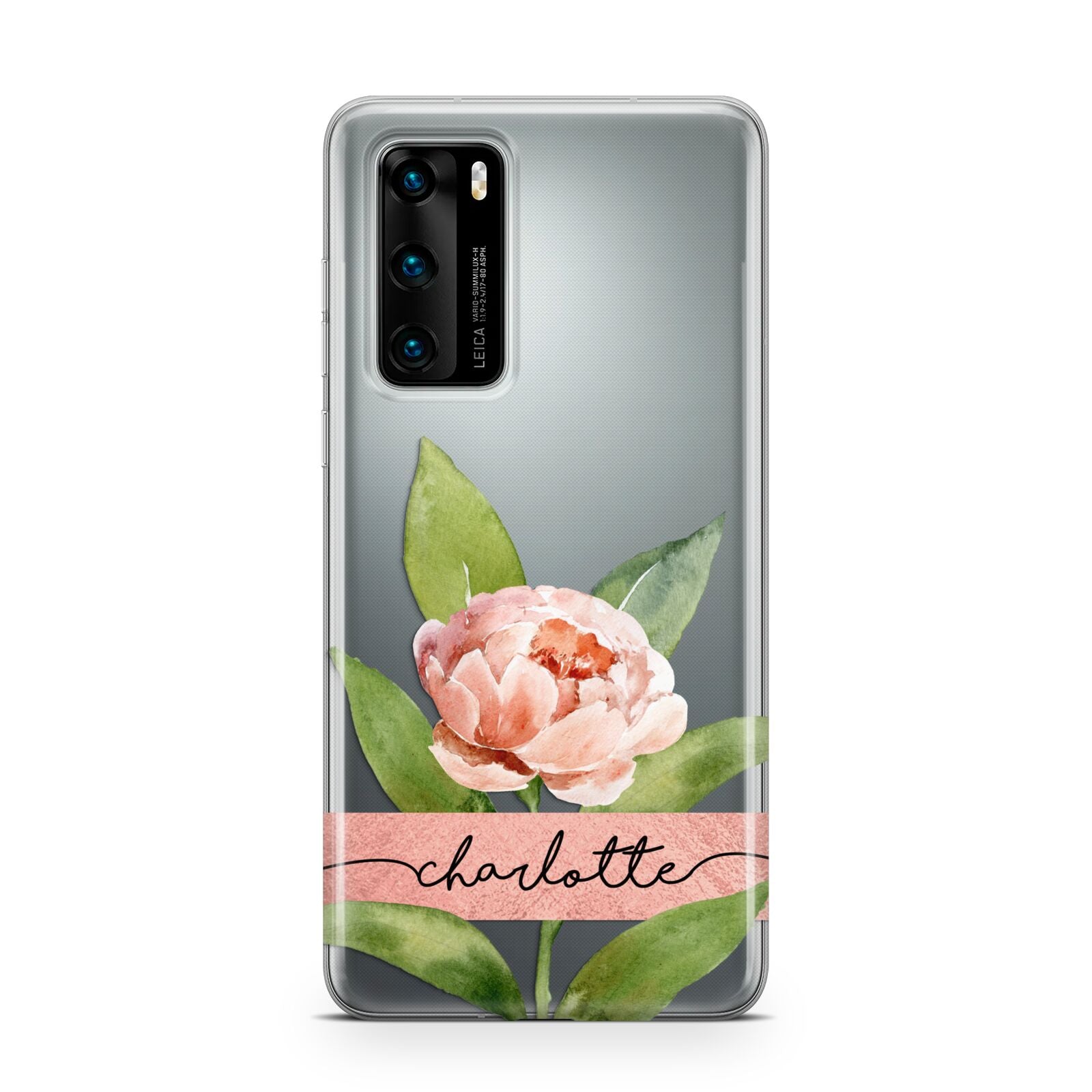 Personalised Pink Peony Huawei P40 Phone Case