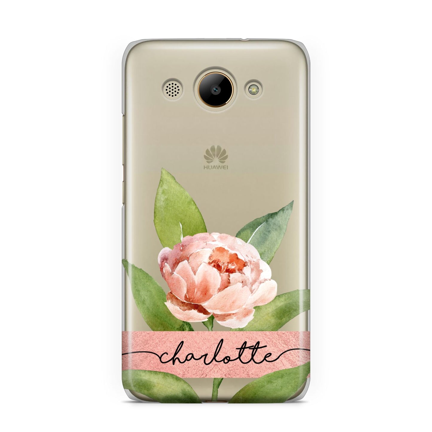 Personalised Pink Peony Huawei Y3 2017