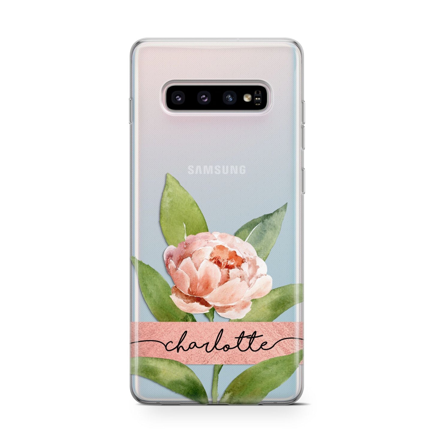 Personalised Pink Peony Protective Samsung Galaxy Case