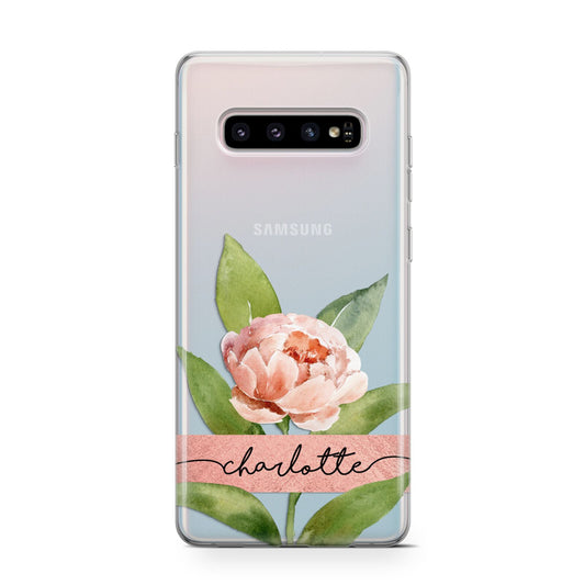 Personalised Pink Peony Protective Samsung Galaxy Case