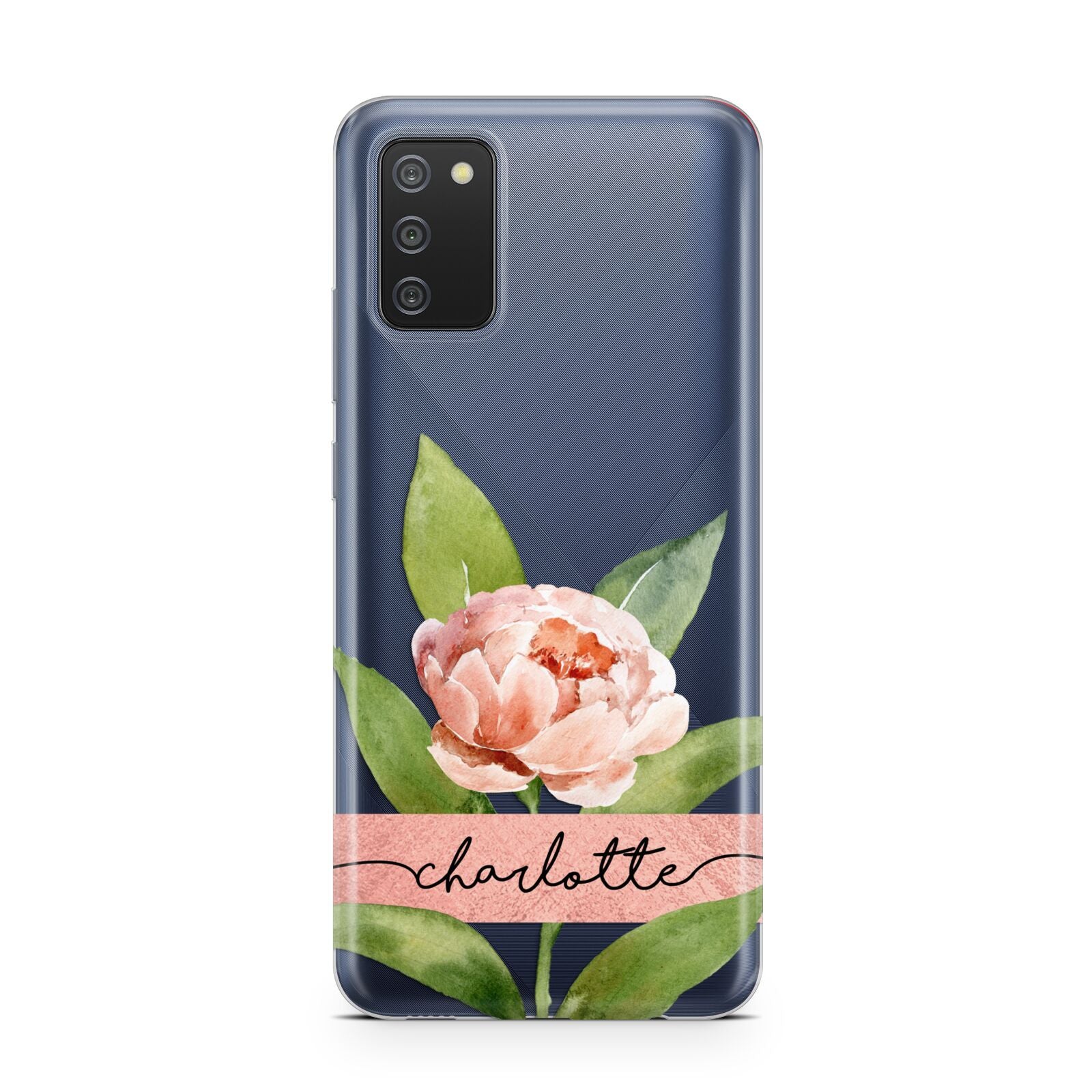 Personalised Pink Peony Samsung A02s Case