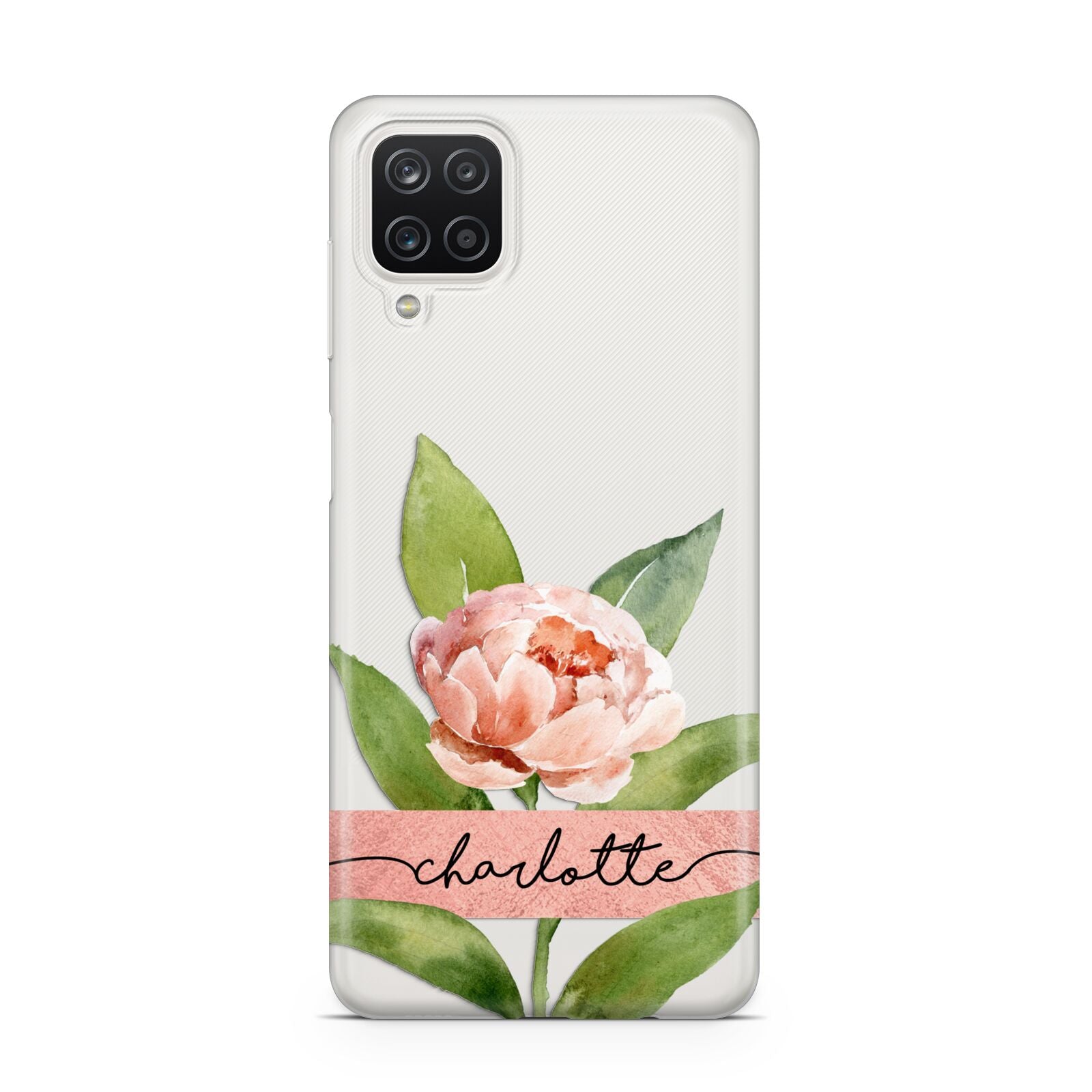 Personalised Pink Peony Samsung A12 Case