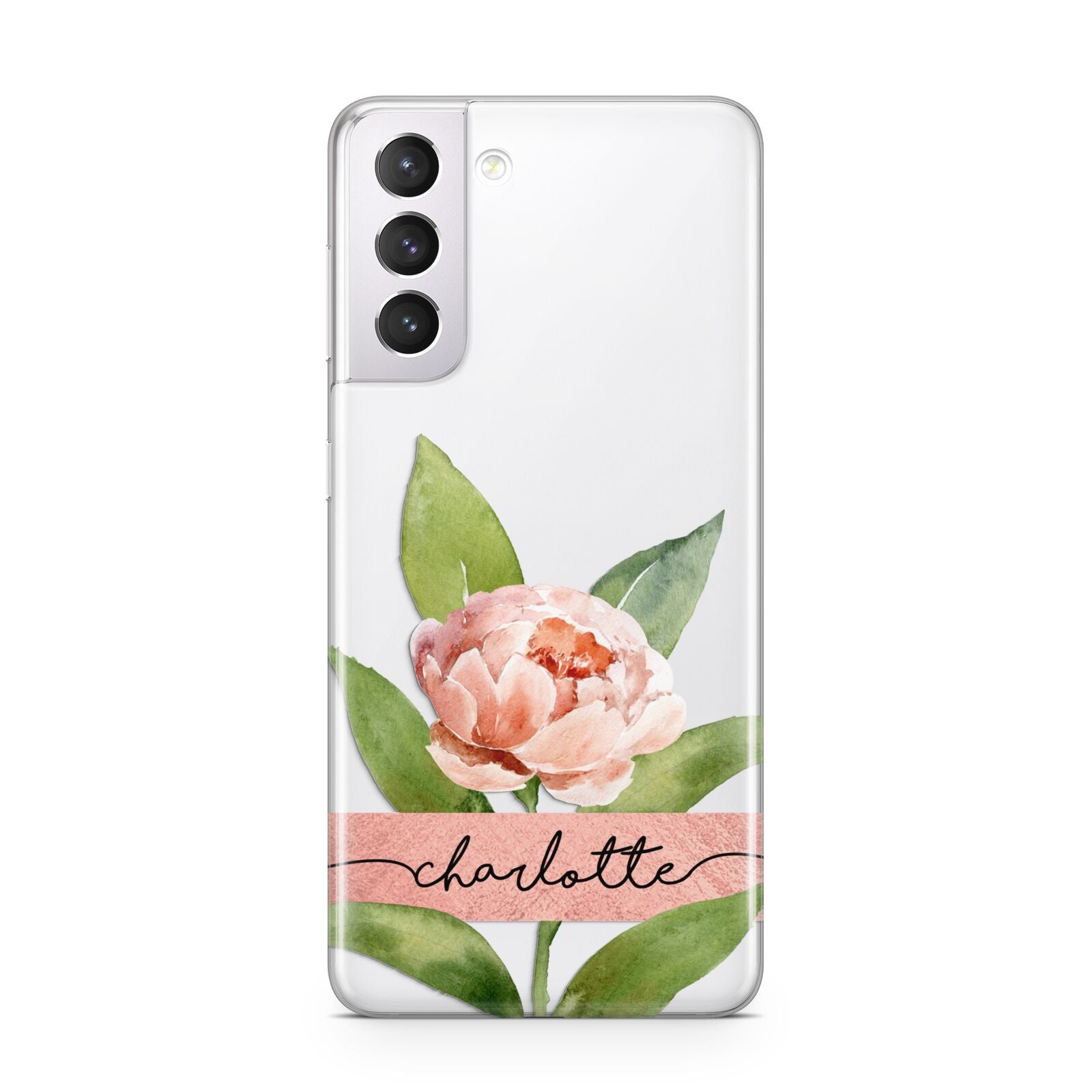 Personalised Pink Peony Samsung S21 Case