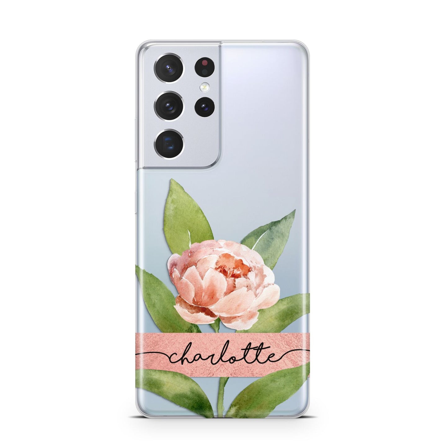 Personalised Pink Peony Samsung S21 Ultra Case