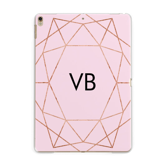 Personalised Pink Rose Gold Initials Geometric Apple iPad Gold Case