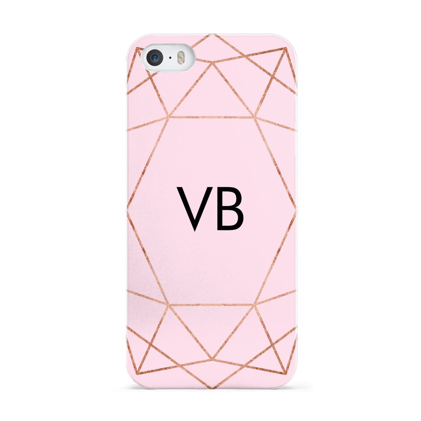 Personalised Pink Rose Gold Initials Geometric Apple iPhone 5 Case