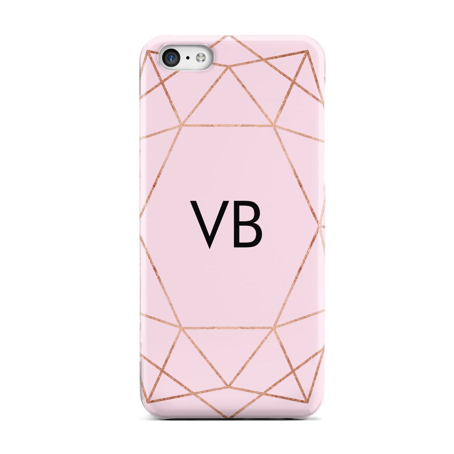 Personalised Pink Rose Gold Initials Geometric Apple iPhone 5c Case