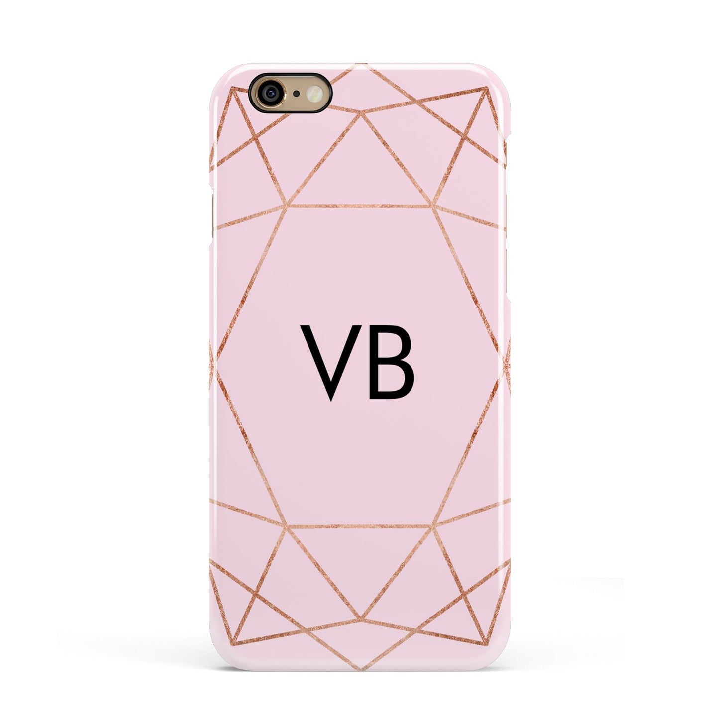 Personalised Pink Rose Gold Initials Geometric Apple iPhone 6 3D Snap Case