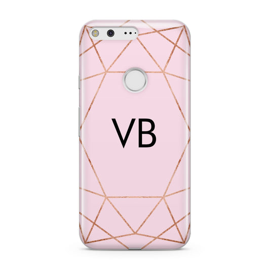 Personalised Pink Rose Gold Initials Geometric Google Pixel Case