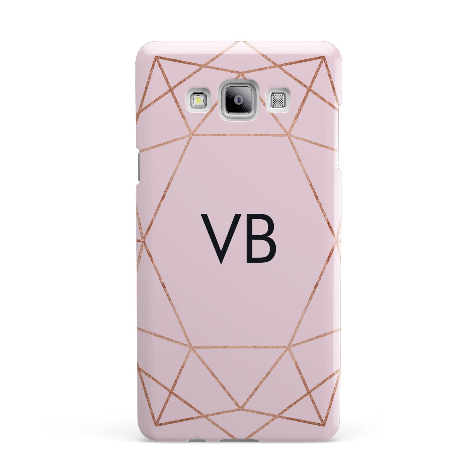 Personalised Pink Rose Gold Initials Geometric Samsung Galaxy A7 2015 Case